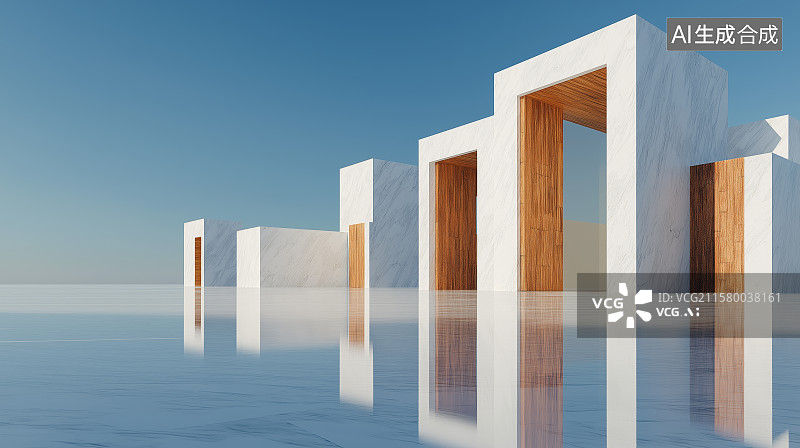 【AI数字艺术】汽车广告背景图——现代风格白色建筑与广场图片素材