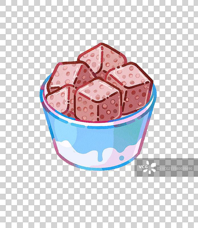 冷饮甜品炒酸奶夏季可爱线描糯米图片素材