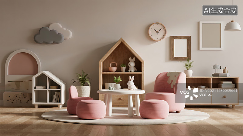 【AI数字艺术】温馨儿童房的梦幻角落图片素材
