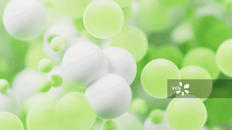 大量绿色粒子球体背景三维渲染图片素材