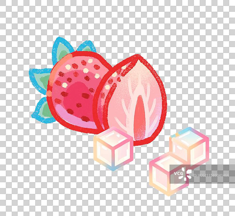 草莓椰果可爱手绘线描免抠插图图片素材