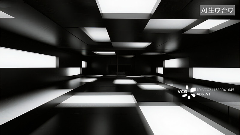 【AI数字艺术】光影交错的未来空间图片素材