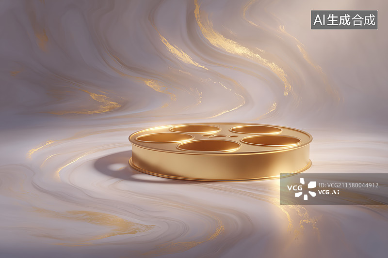 【AI数字艺术】金色的电影胶卷图片素材