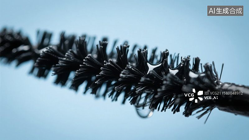 【AI数字艺术】睫毛膏刷头特写，滴落液体图片素材
