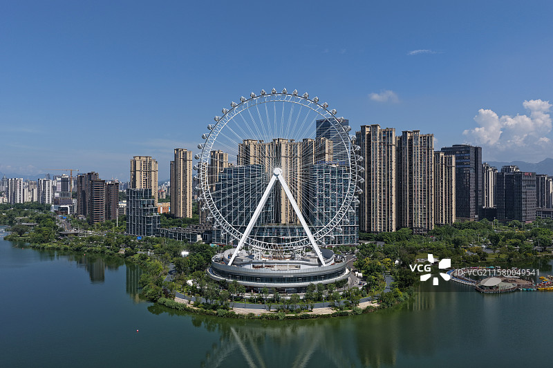 福州晋安湖摩天轮福州市文化馆福州市少年儿童图书馆福州天之眼城市景观公园城市蓄滞洪湖水利设施韧性城市城图片素材