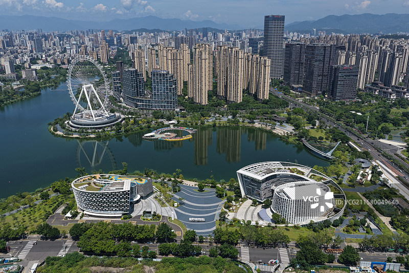 福州晋安湖摩天轮福州市文化馆福州市少年儿童图书馆福州天之眼城市景观公园城市蓄滞洪湖水利设施韧性城市城图片素材