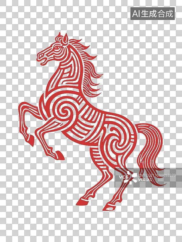 【AI数字艺术】骏马奔腾贺新春——线纹线条骏马图腾图片素材