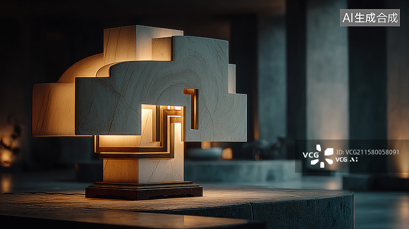【AI数字艺术】现代几何设计台灯图片素材