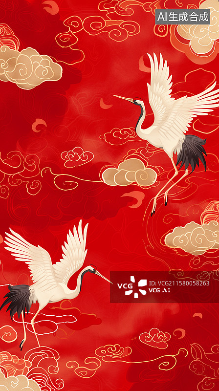 【AI数字艺术】红色背景中的几何构图展现了简约风格的春节主题，展现了产品展示空间的亮丽细节与高分辨率。图片素材