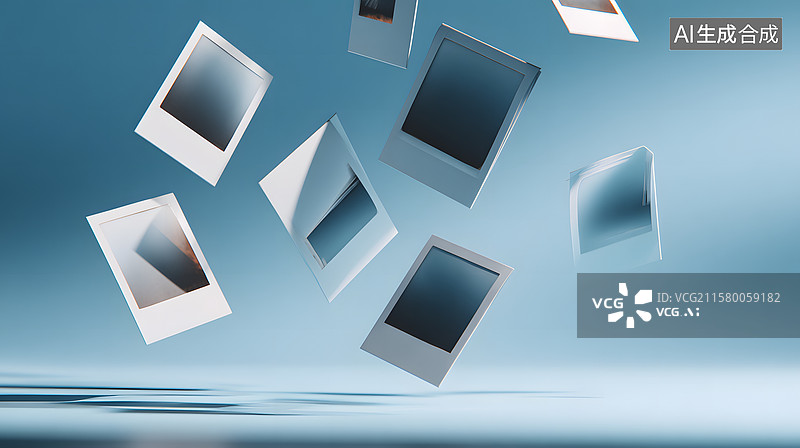 【AI数字艺术】悬浮的相片框架图片素材