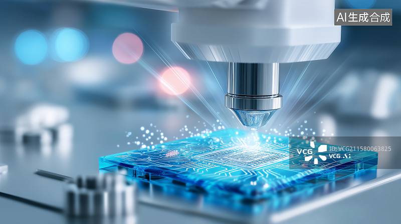 【AI数字艺术】未来科技背景——光刻机制造芯片半导体图片素材