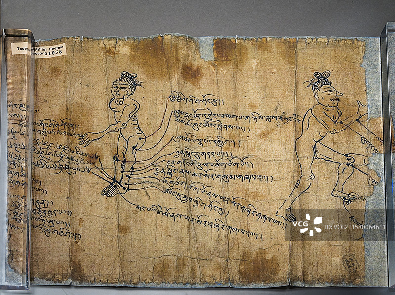 敦煌文献《穴位图》(复制，原件藏法国巴黎图书馆)，9-10世纪，西藏博物馆藏图片素材