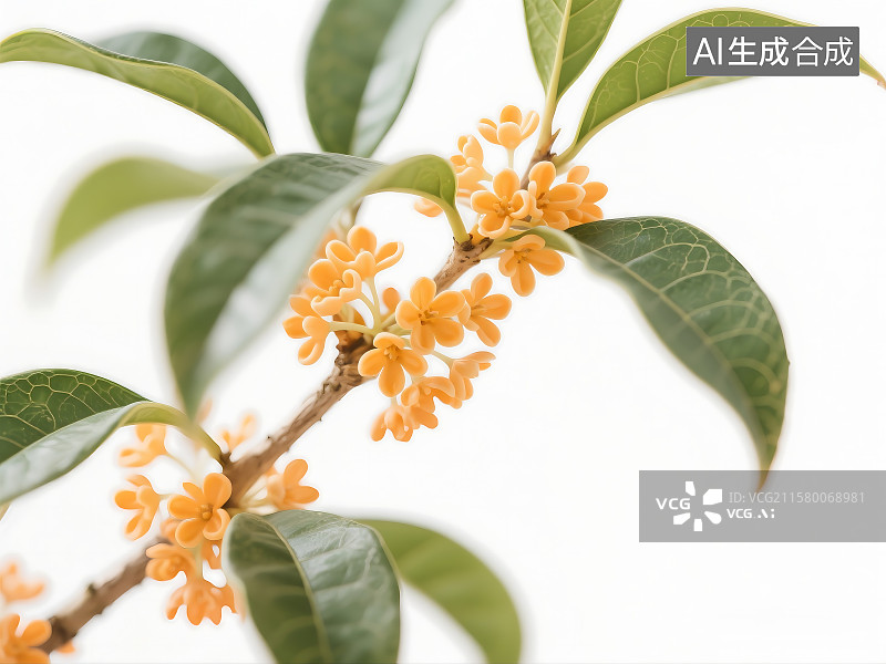 【AI数字艺术】桂花特写白色背景 秋天 金桂飘香 白露 秋分 中国节气 白底海报广告素材图片素材