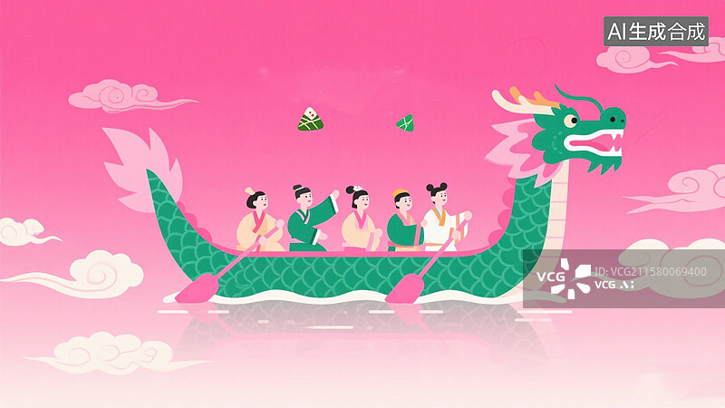 【AI数字艺术】龙舟竞赛团队齐心协力图片素材