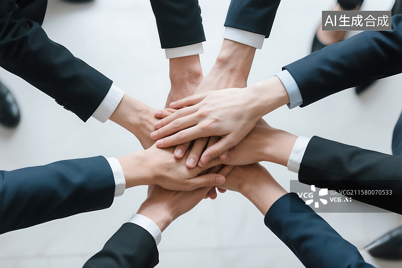 【AI数字艺术】团队合作 团队手叠手互相鼓励  商业素材海报背景 金融 科技 竞争共赢 企业文化图片素材