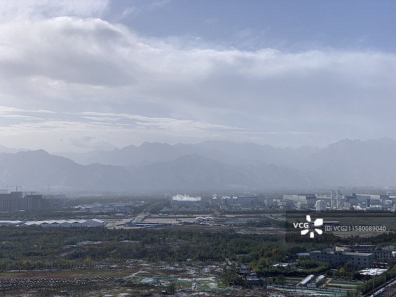 航拍西安高新区城市市区风光图片素材