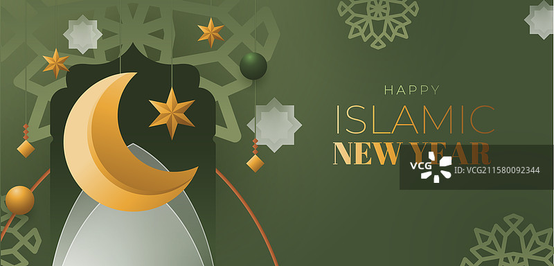 伊斯兰风格的渐变横幅模板图片素材