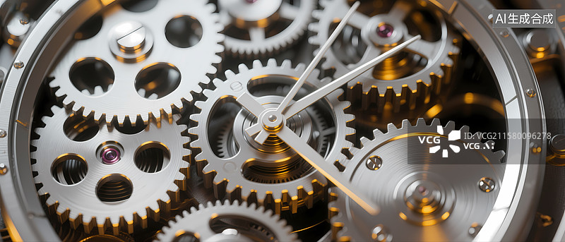 【AI数字艺术】精密机械齿轮与指针特写图片素材