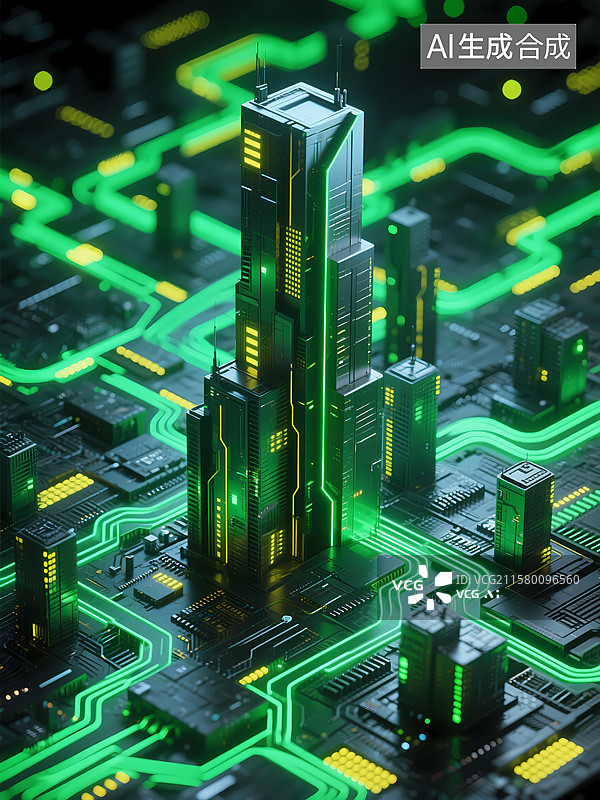 【AI数字艺术】未来科技城市夜景图片素材