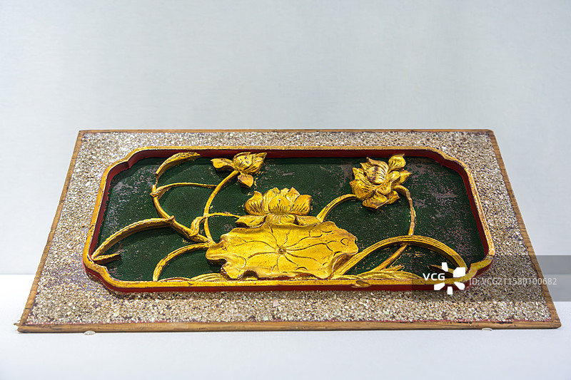 漆金荷花纹板 清 厦门市博物馆图片素材