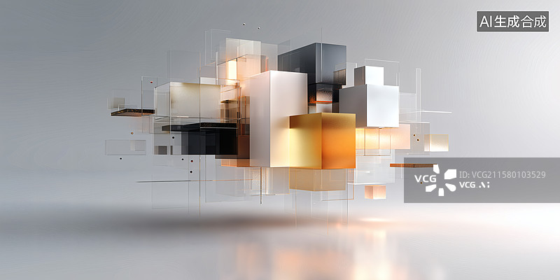 【AI数字艺术】抽象立方体与风景的创意艺术图片素材