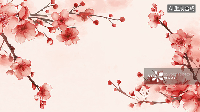 【AI数字艺术】桃花背景PPT图片素材