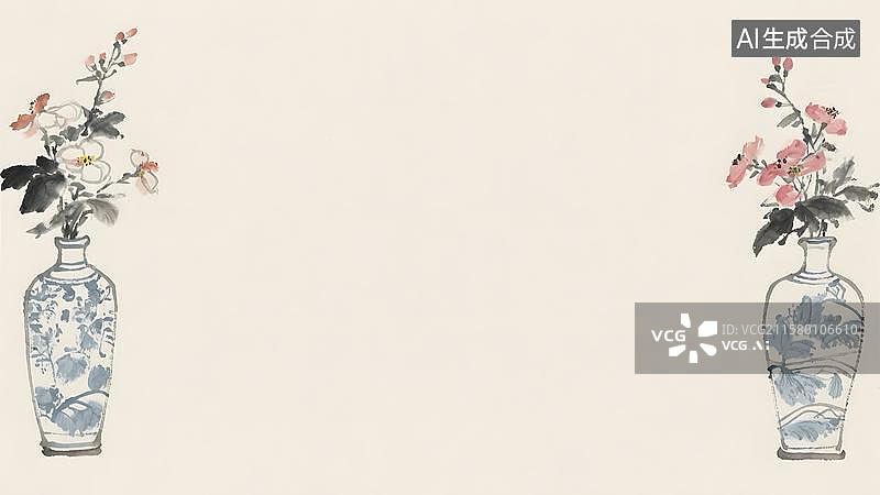 【AI数字艺术】水墨画两侧图片素材