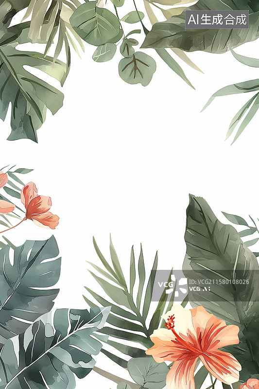 【AI数字艺术】热带植物背景图片素材