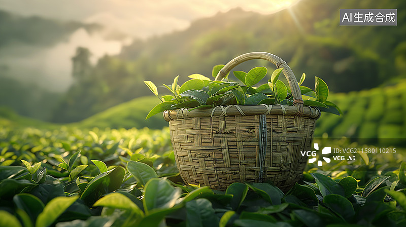 【AI数字艺术】茶园自然景观图片素材