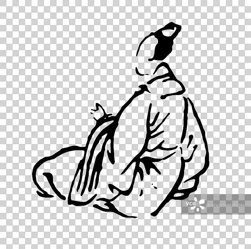 水墨 国画 人物 点缀 崔颢 李白 文学 诗人图片素材