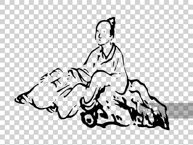 读书 看书 学习 书籍 水墨 国画 人物 点缀 崔颢 李白 文学 诗人图片素材