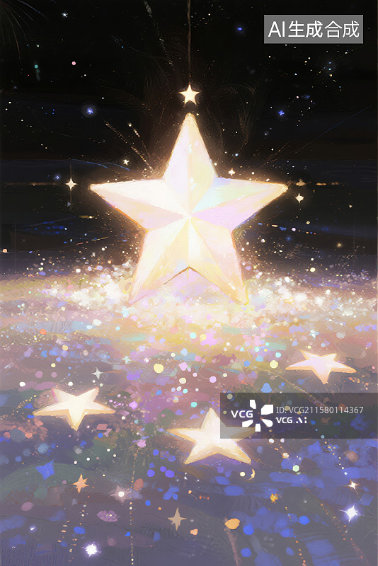 【AI数字艺术】闪亮星星梦幻插画图片素材
