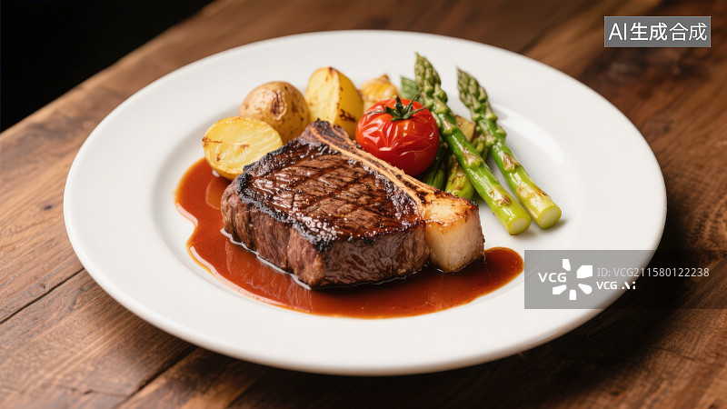 【AI数字艺术】精致西餐煎制牛排摆盘图片素材