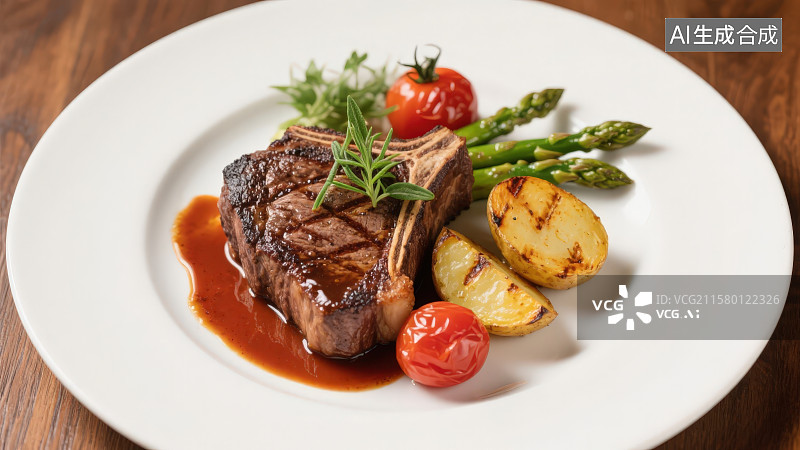 【AI数字艺术】精致西餐煎制牛排摆盘图片素材