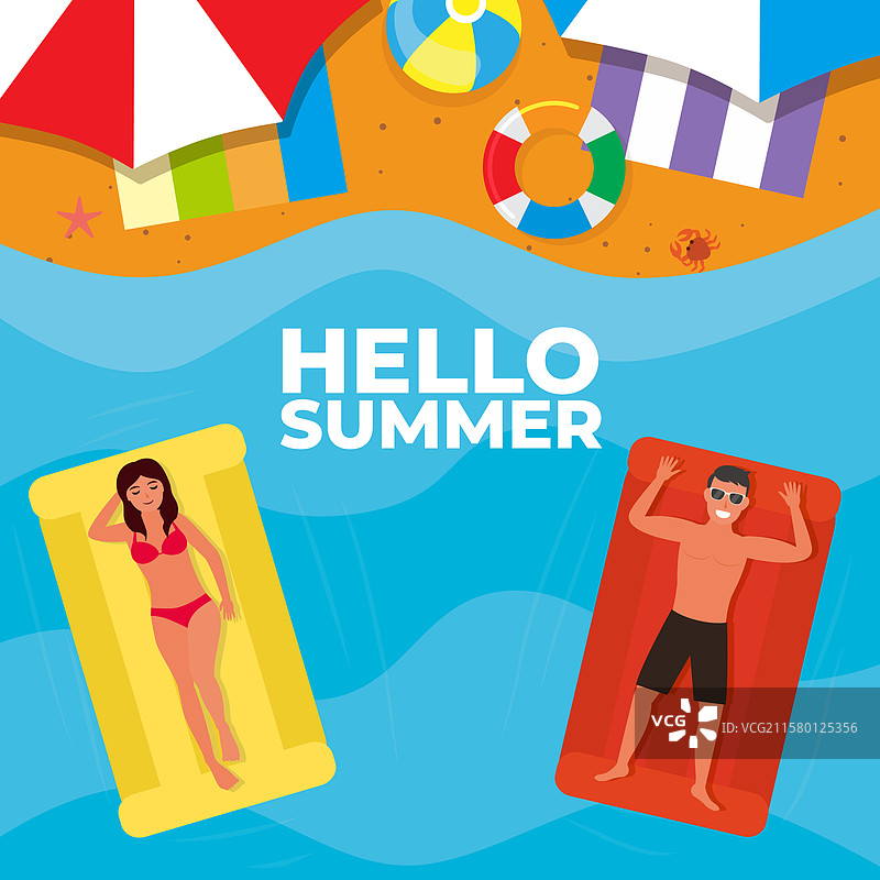扁平化的夏季问候背景图片素材