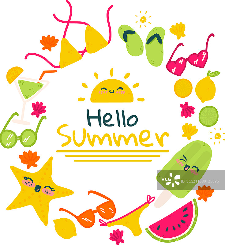 手绘的夏天背景图片素材