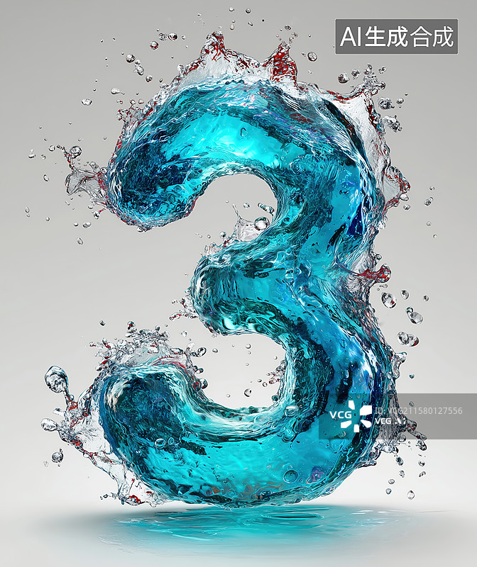 【AI数字艺术】水组成的立体数字创意图图片素材