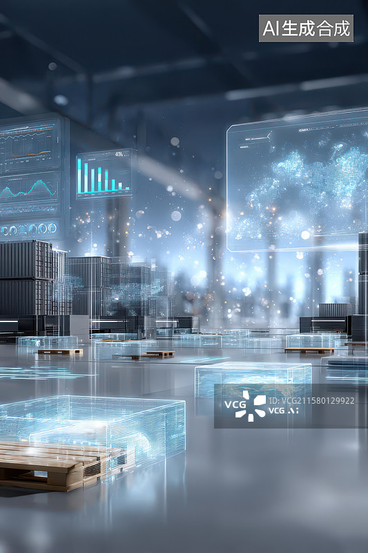 【AI数字艺术】蓝色拱形几何展示台现代空间图图片素材