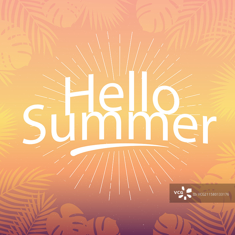 你好，夏天的字母艺术图片素材