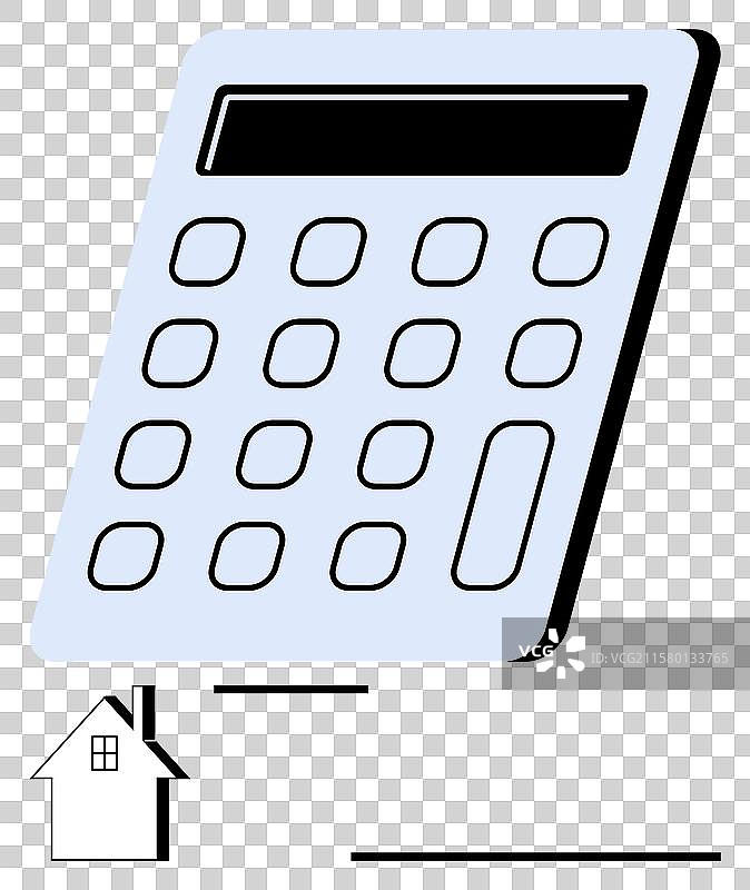 计算器和房屋的描绘突出显示图片素材