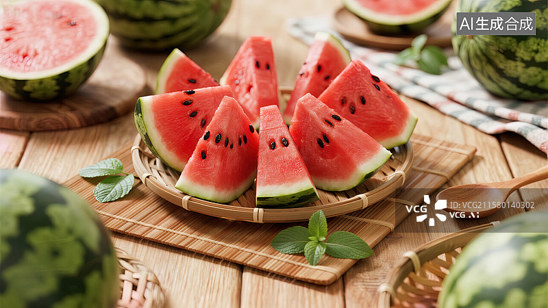 【AI数字艺术】清凉一夏甜蜜西瓜图片素材