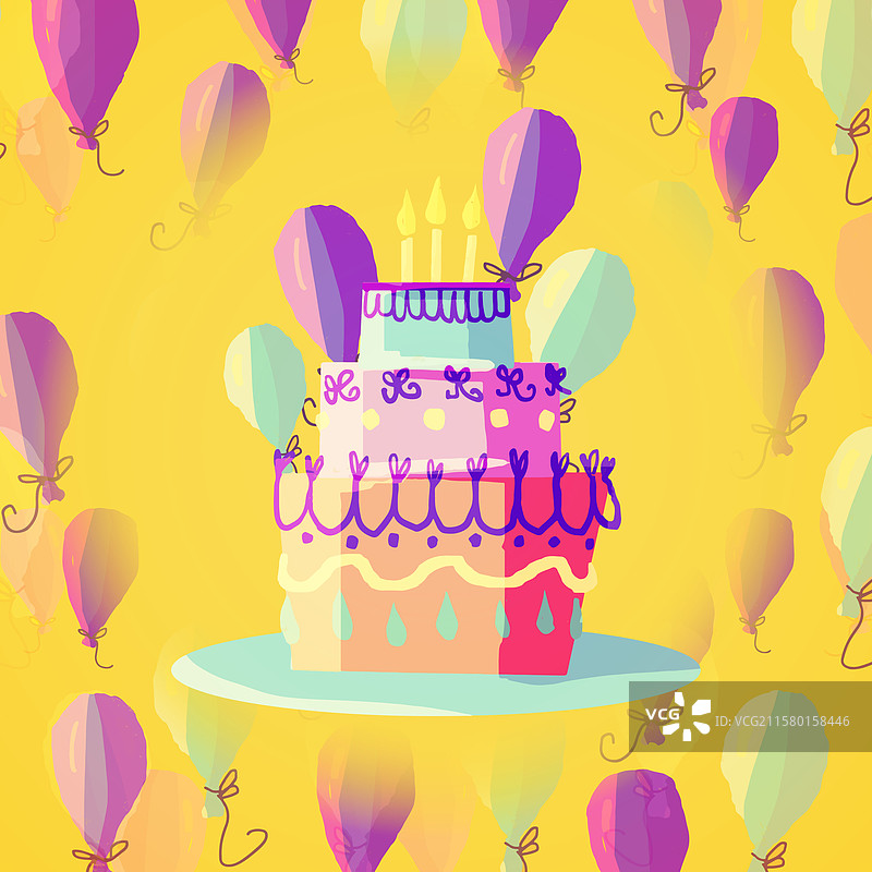 水彩风格的生日快乐背景图片素材
