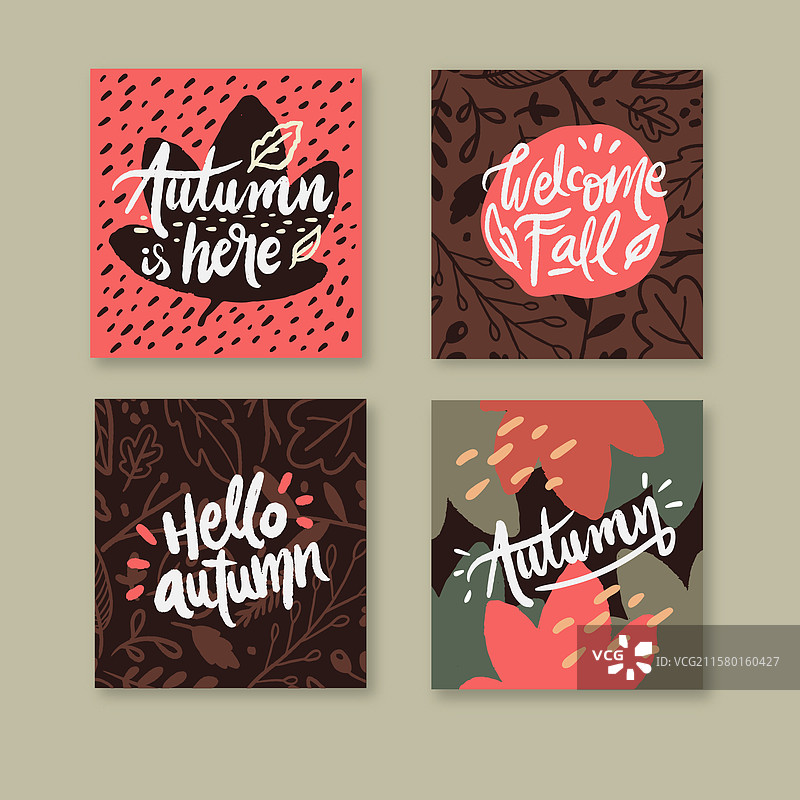 手绘秋季卡片模板合集图片素材