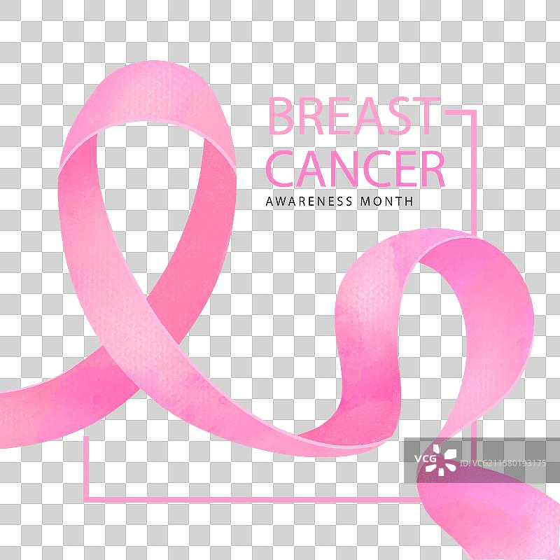 乳腺癌意识与丝带水彩画图片素材