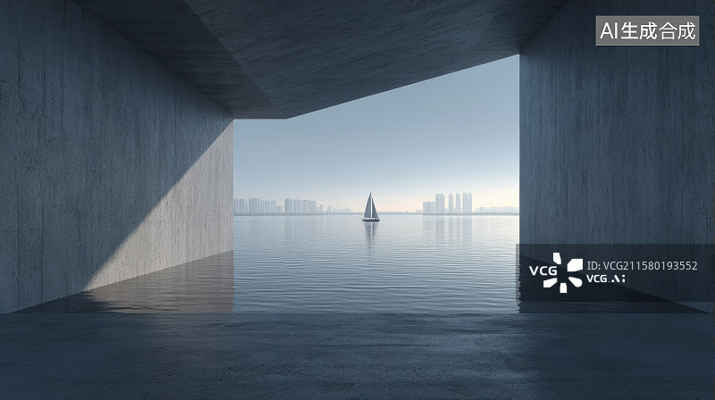 【AI数字艺术】城市天际线和无人的砖地，广场，智慧城市，科技城市，城市地标建筑，建筑背景，室内空间，建筑空间图片素材