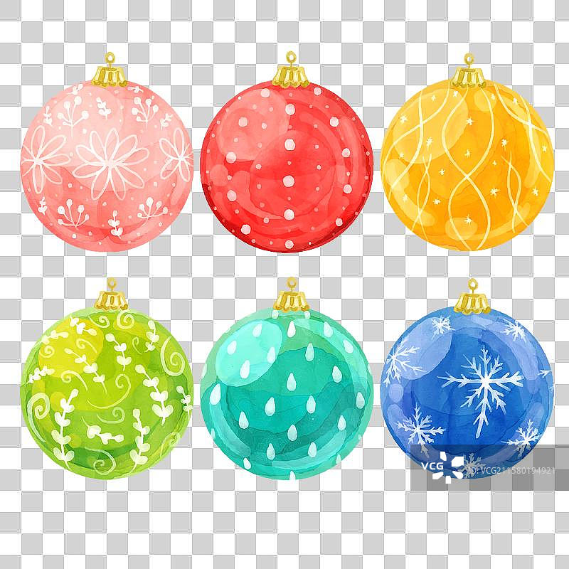 水彩圣诞球系列图片素材