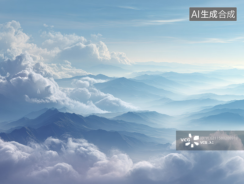 【AI数字艺术】云海仙山：缥缈梦幻之境图片素材