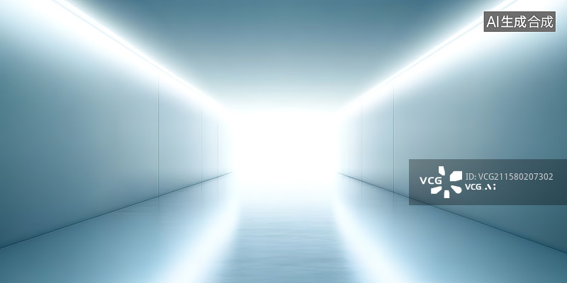 【AI数字艺术】白色发光室内人造空间广告背景图片素材