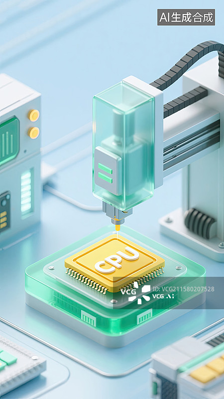 【AI数字艺术】3D，光刻机，芯片，模型，科技图片素材