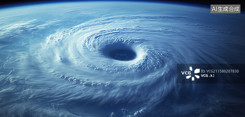 【AI数字艺术】卫星视角下的飓风眼墙结构图片素材